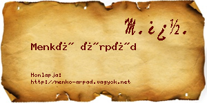 Menkó Árpád névjegykártya